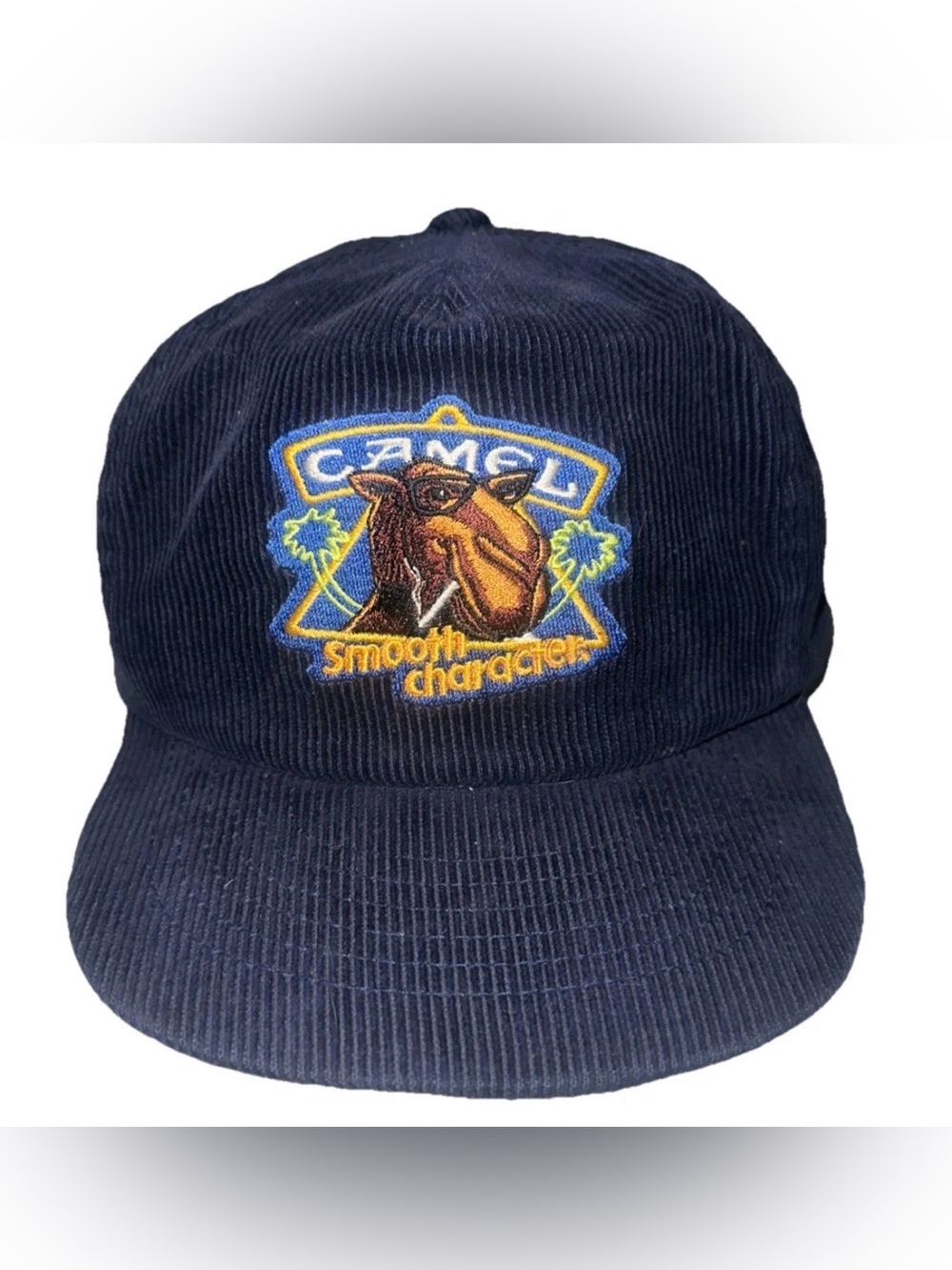 Camel Navy Corduroy Baseball Cap with Embroidered Logo